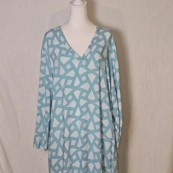 N Natori Soho Geo Blue Night Dress SZ L - Picture 2 of 12